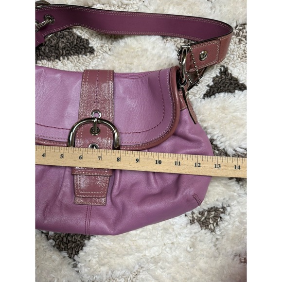 Y2K VTG Rare Coach Flap Soho Big Buckle Shoulder Bag Pink Purple Purse F15204 - Picture 15 of 16